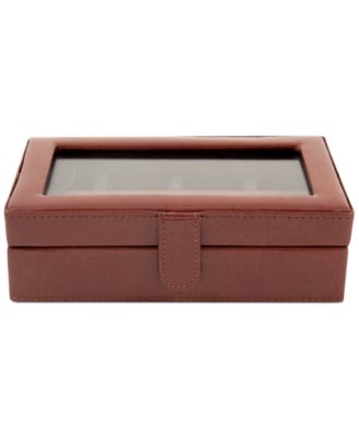 Bey-Berk Leather 12-Piece Cufflinks Box - Brown