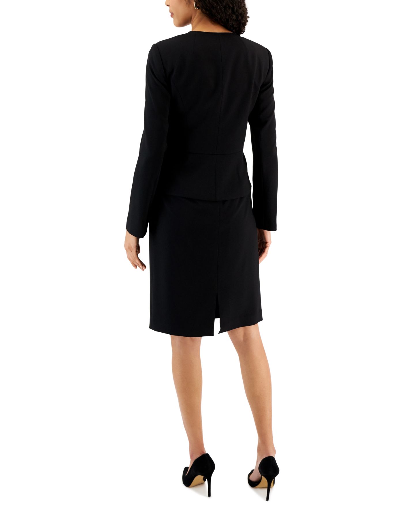 Женские юбки Tahari ASL Zipper Jacket Skirt Suit Set, цвет: Чёрный — фото 2