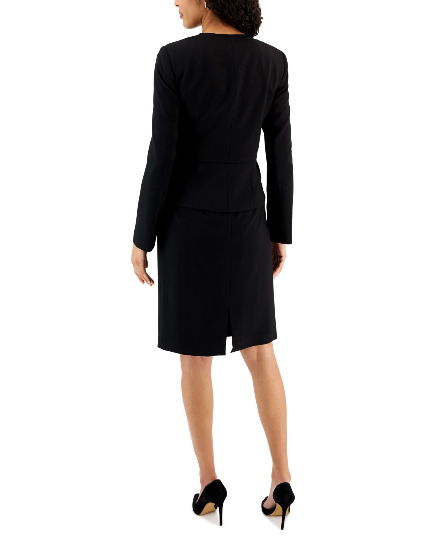 Zipper Jacket Skirt Suit Set