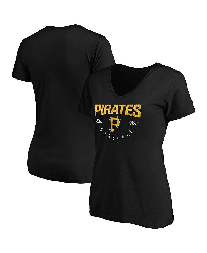 Women's Black/White Pittsburgh Pirates Plus Size V-Neck Jersey T-Shirt