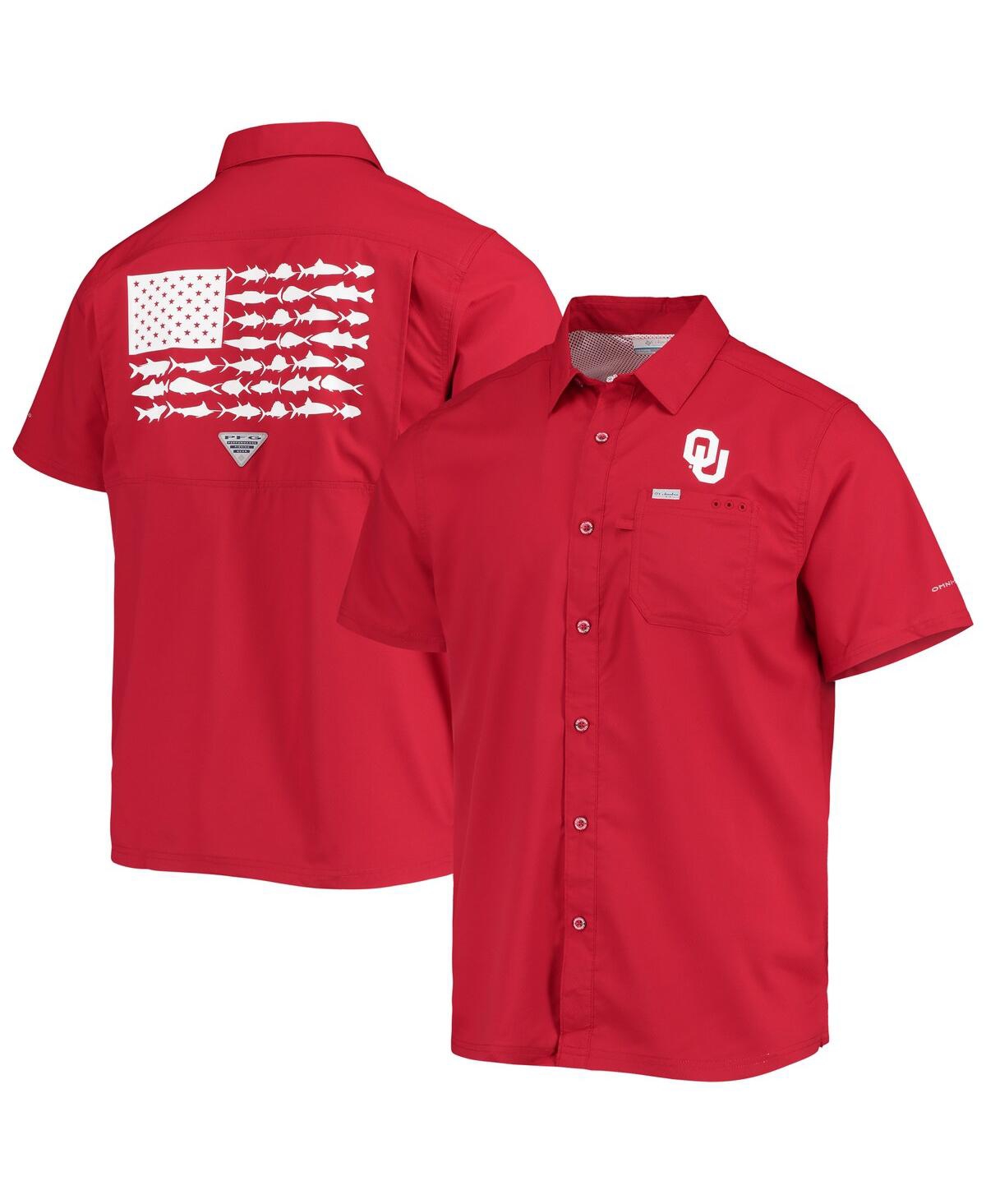 Men's Columbia Pfg Crimson Oklahoma Sooners Slack Tide Camp Button-Up Shirt - Crimson