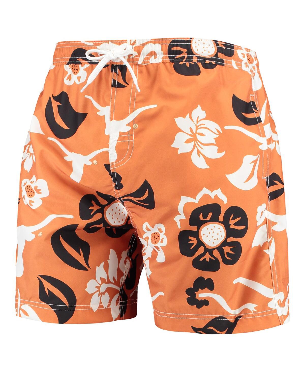 Men's Wes & WillyTexas Longhorns Floral Volley Logo Swim Trunks - Texas Orange
