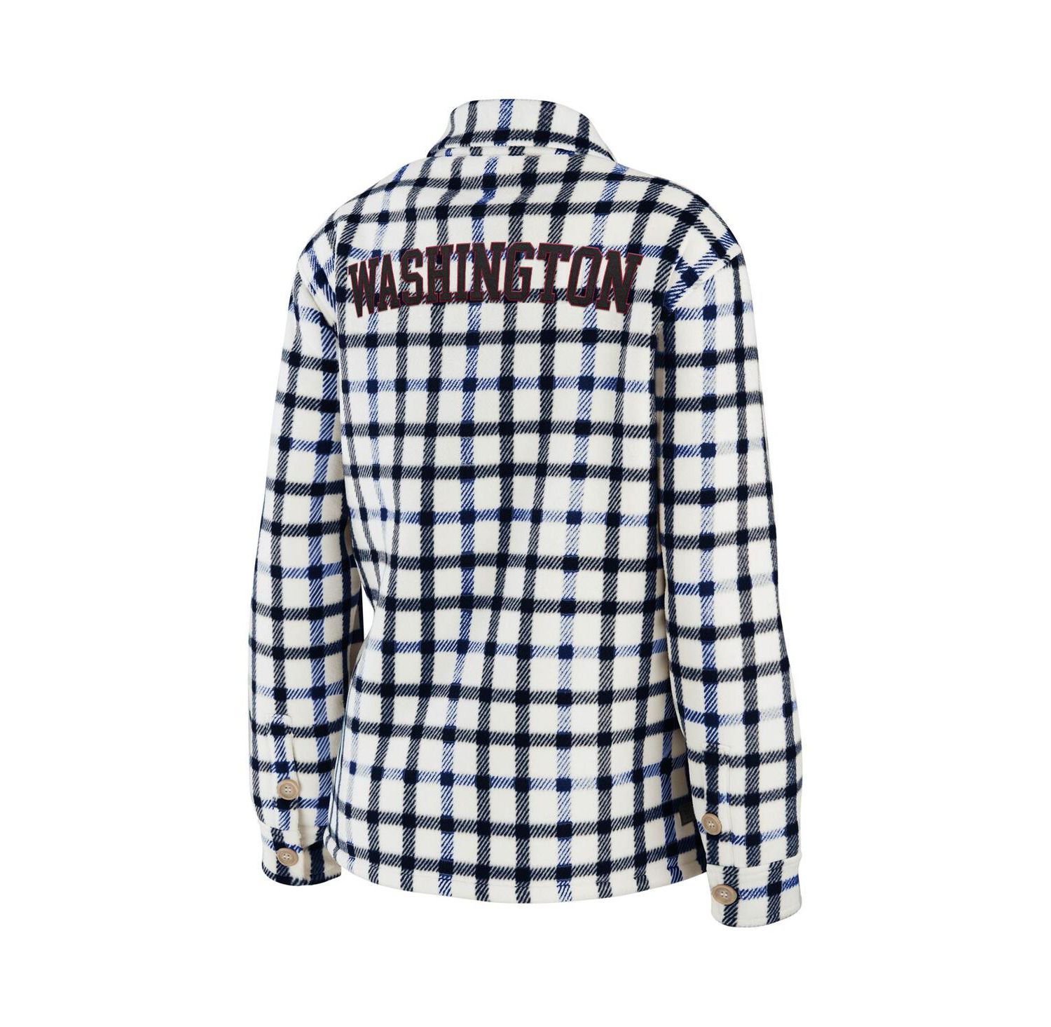 Women's Oatmeal Washington Capitals Plaid Button-Up Shirt Jacket