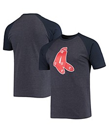 Men's Heathered Navy Boston Red Sox Raglan T-shirt