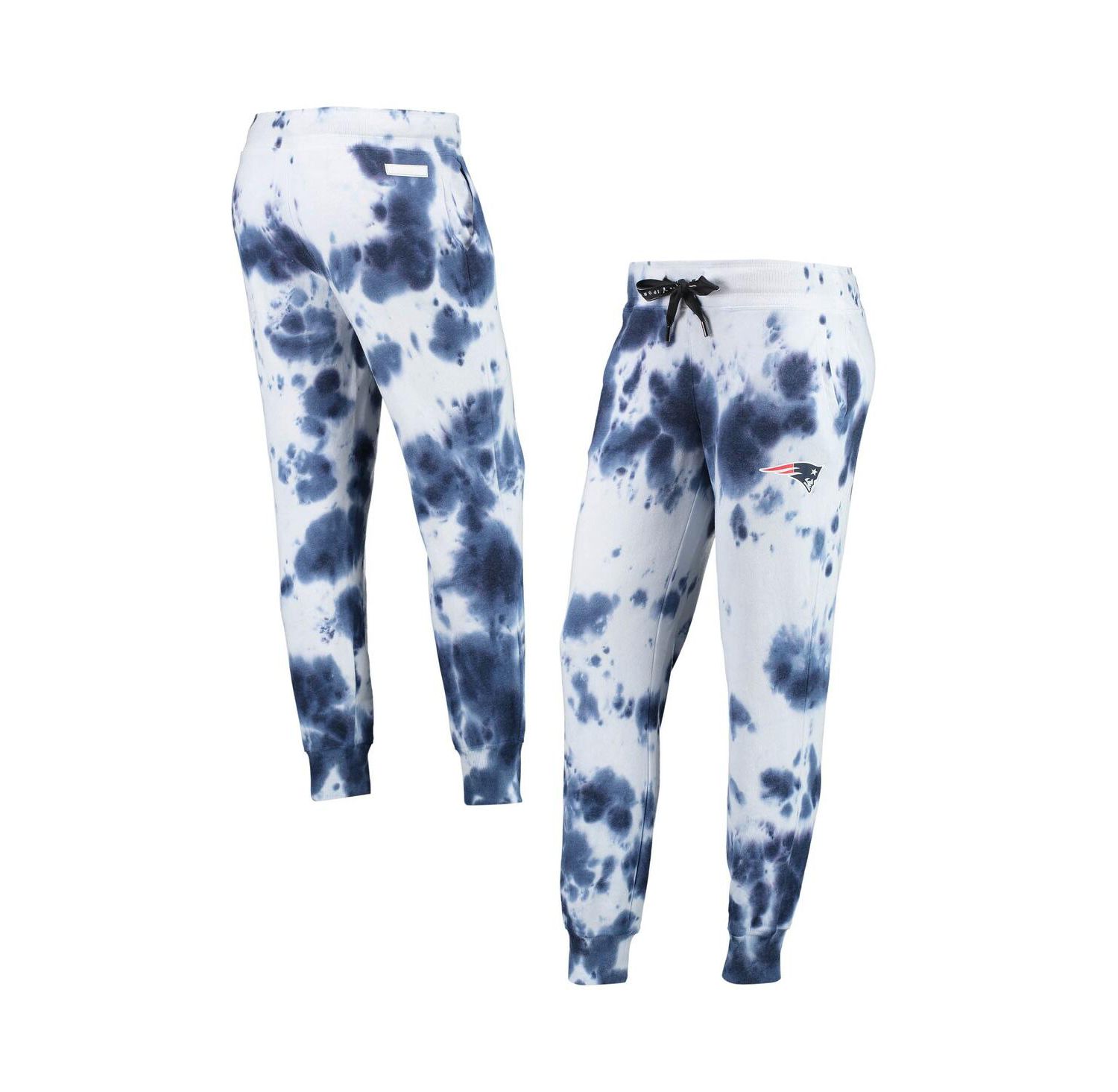 Women's White, Navy New England Patriots Melody Tie-Dye Jogger Pants