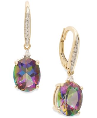 Macy's - Mystic Topaz (6-1/3 ct. t.w.) and Diamond Accent Oval Drop Earrings in 14k Gold