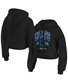 Women's Black Indianapolis Colts Fleece Cropped Pullover Hoodie