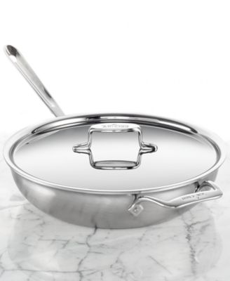 All-Clad - BD5 Brushed Stainless Steel 4-Qt. Weeknight Covered Saute Pan