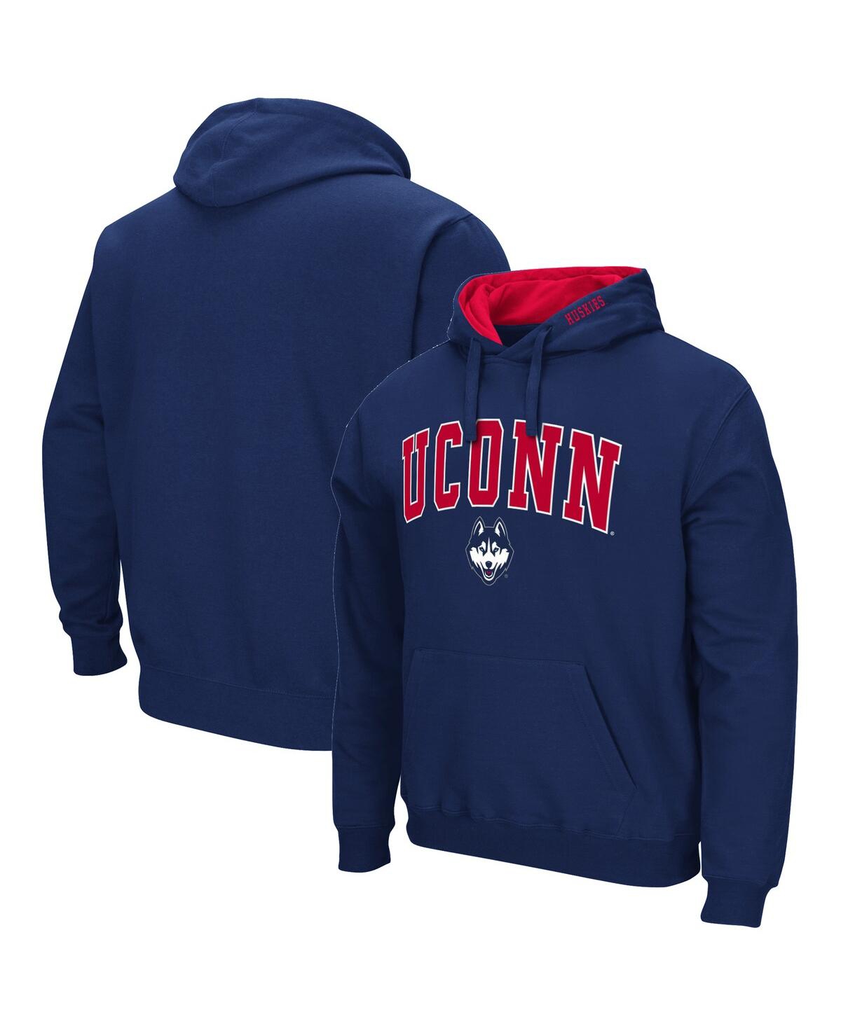 Colosseum Men's  Navy Uconn Huskies Arch And Logo 3.0 Pullover Hoodie In Navy