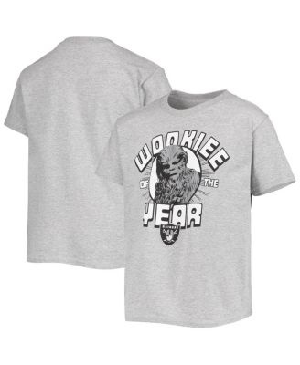 Big Boys Heathered Gray Las Vegas Raiders Star Wars Wookie of The Year T-shirt