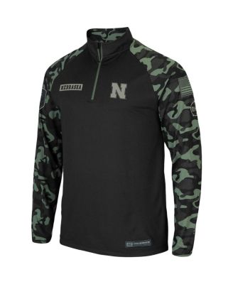 Men's Black Nebraska Huskers OHT Military-Inspired Appreciation Take Flight Raglan Quarter-Zip Jacket
