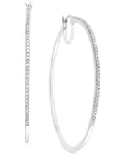 Silver Diamond Hoop Earrings Shop Diamond Hoop Earrings Macy s