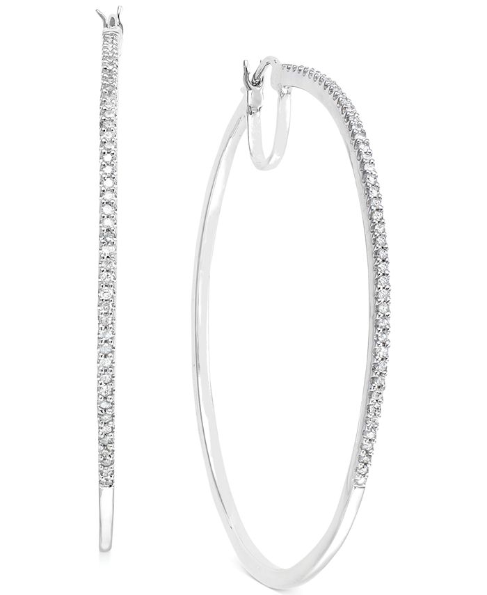 Macy\'s Diamond Oversized Hoop Earrings in 14k Gold over Sterling Silver or Sterling  Silver (1/2 ct. t.w.) - Macy\'s