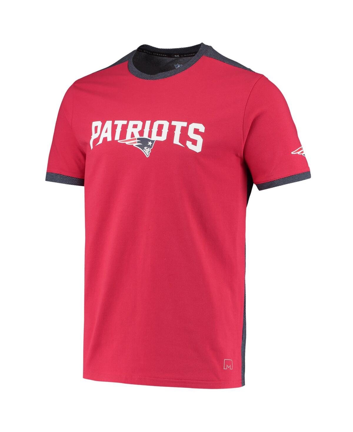 Msx By Michael Strahan Men's  Red, Navy New England Patriots Mesh Back T-shirt In Red,navy