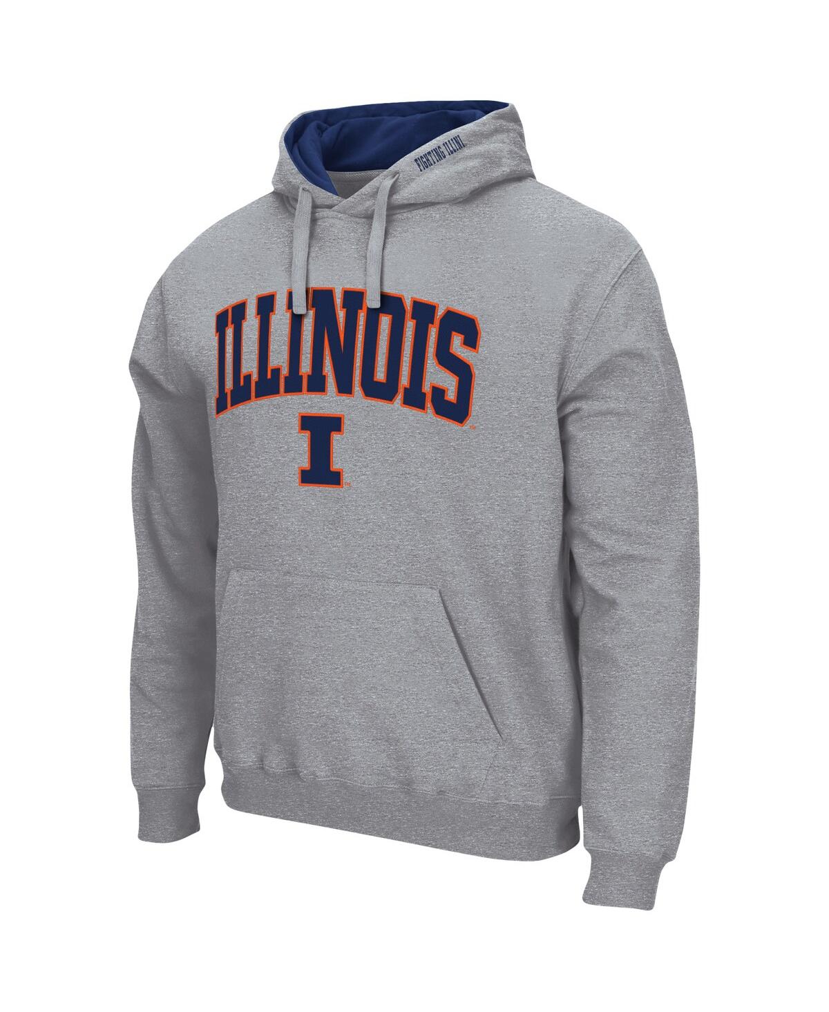Colosseum Men's  Heathered Gray Illinois Fighting Illini Arch And Logo 3.0 Pullover Hoodie In Heathered Gray