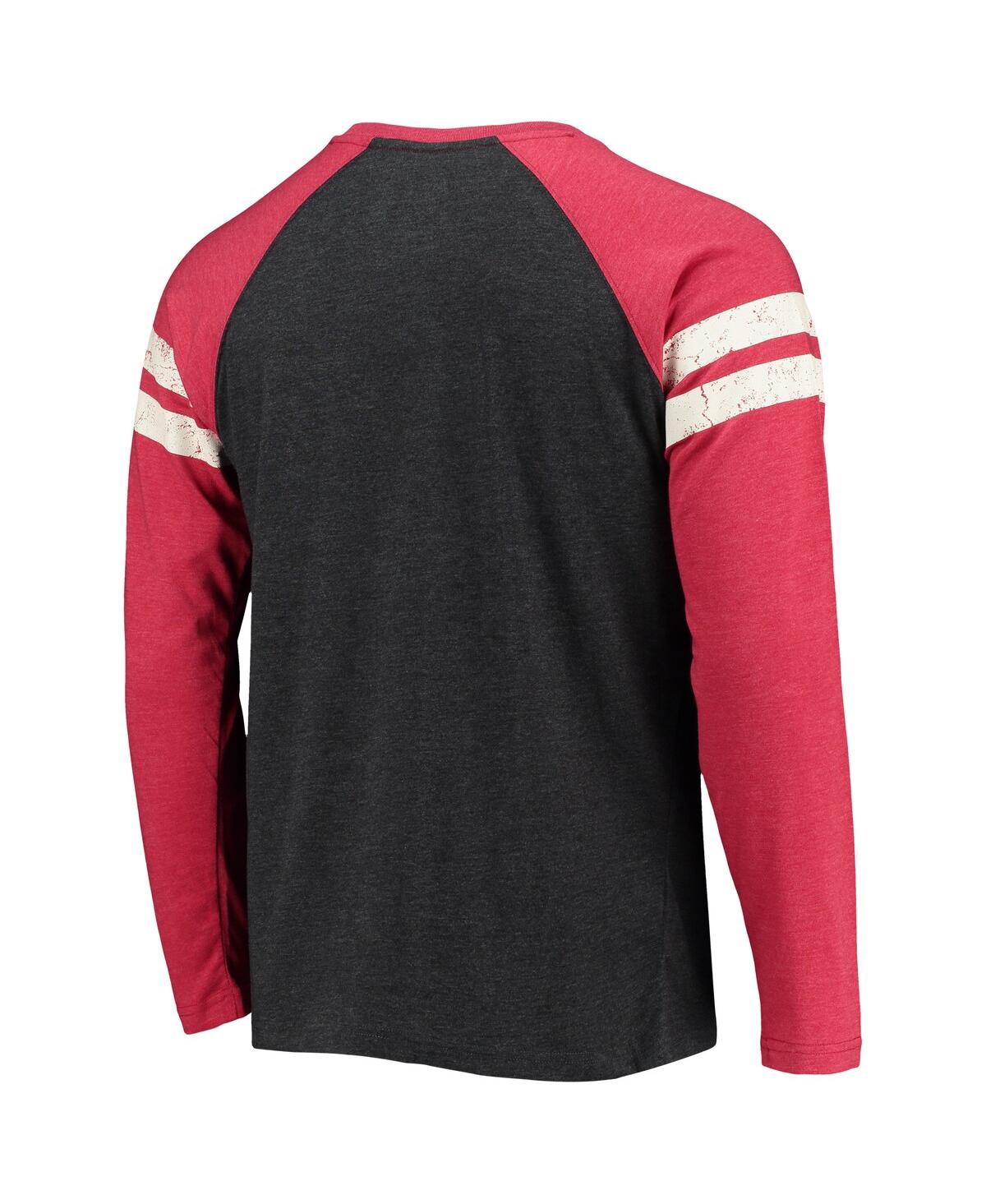 Shop Starter Men's  Black, Red Atlanta Falcons Throwback League Raglan Long Sleeve Tri-blend T-shirt In Black,red