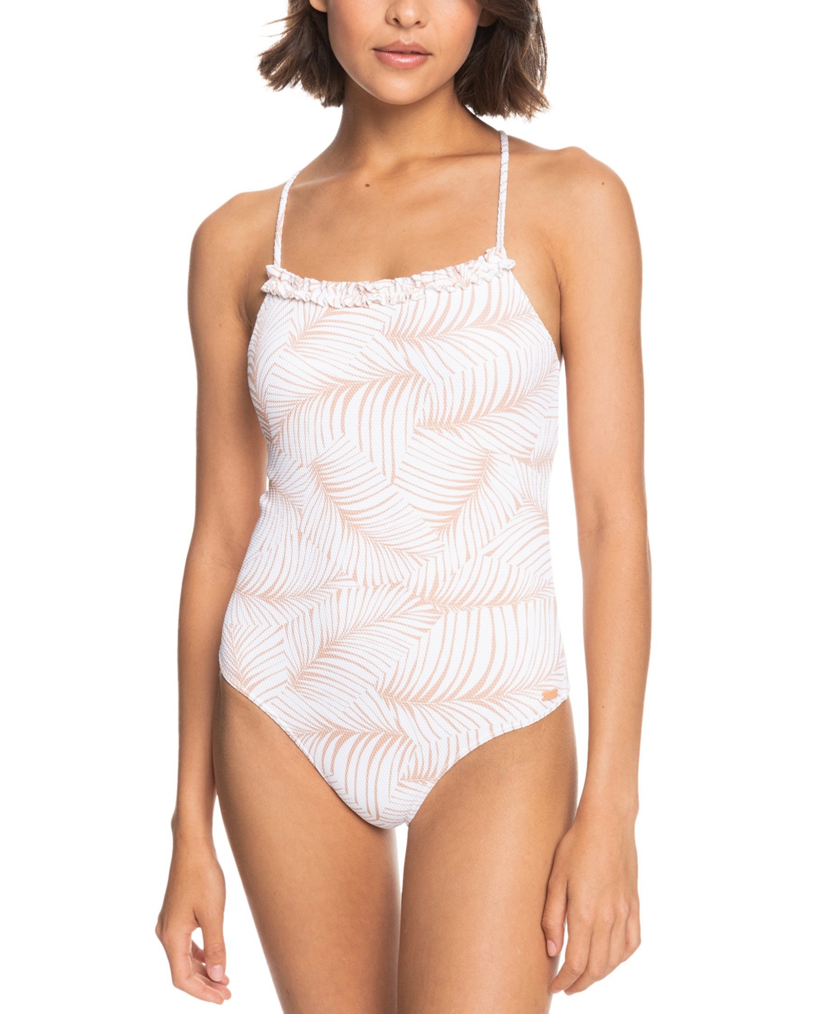 Roxy Juniors' Palm Tree Dreams Printed Cross-Back One-Piece Swimsuit Women's Swimsuit