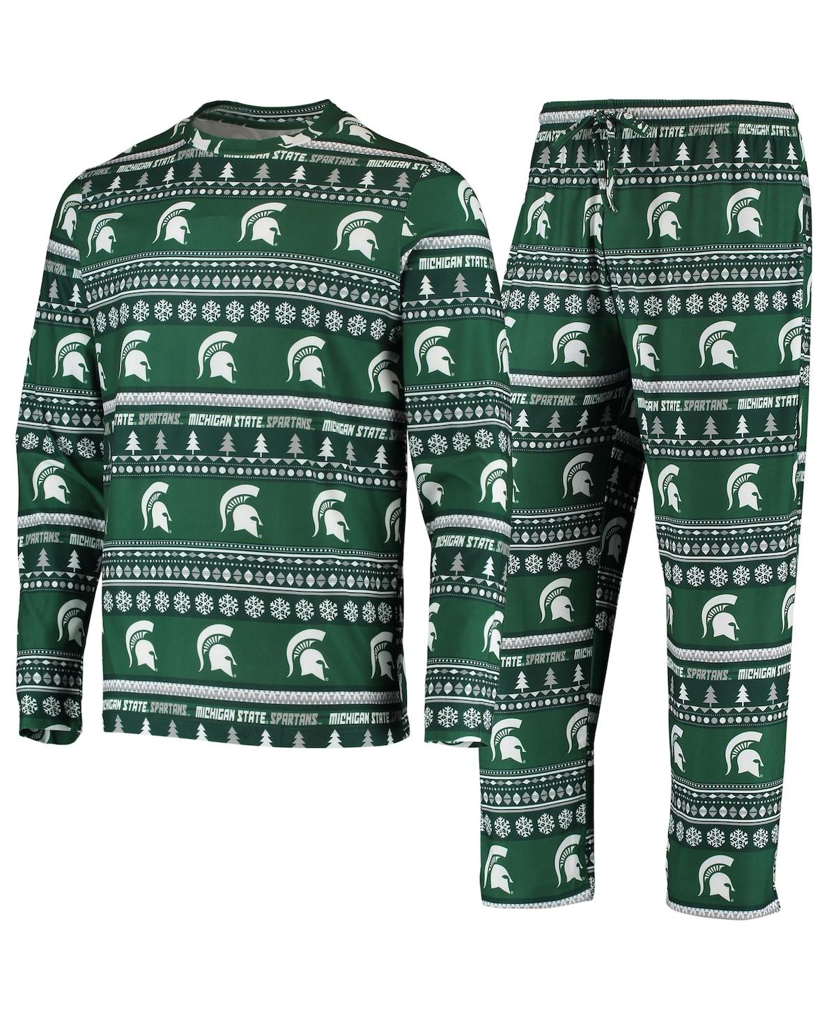 Shop Concepts Sport Men's  Green Michigan State Spartans Ugly Sweater Knit Long Sleeve Top And Pant Set