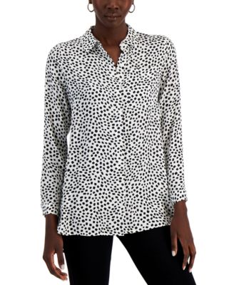 Alfani - Striped Roll-Tab-Sleeve Shirt