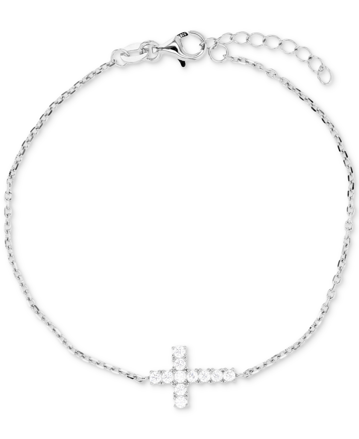 Cubic Zirconia East-West Cross Chain Bracelet in 14k Gold-Plated- Sterling Silver