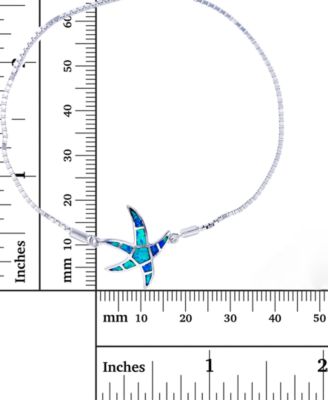 Lab-Created Blue Opal Starfish Bolo Bracelet in Sterling Silver