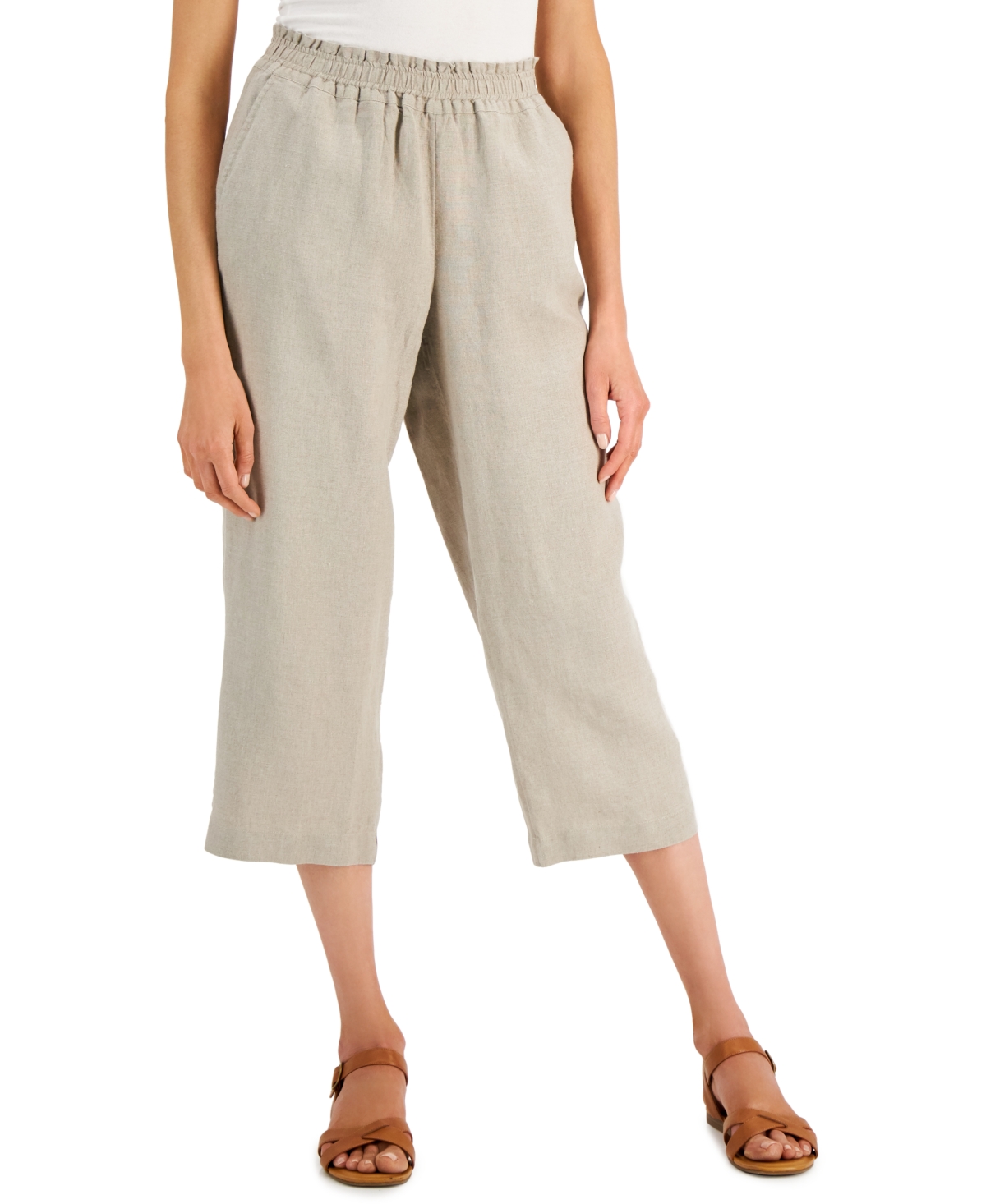 Charter Club Linen Cropped Pull-On Pants, Created for Macy's