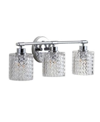 Spaulding Vintage-like 3-Light Pattern Glass Farmhouse Cottage LED Vanity Light