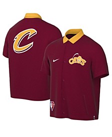 Men's Wine, Gold Cleveland Cavaliers 2021/22 City Edition Therma Flex Showtime Short Sleeve Full-Snap Collar Jacket