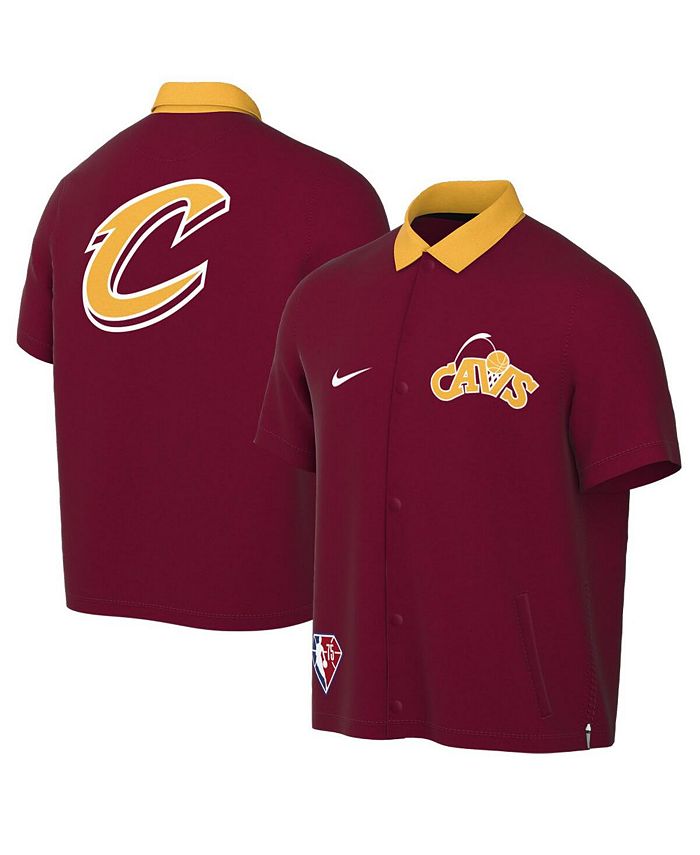 Men's Nike Wine/Gold Cleveland Cavaliers 2021/22 City Edition Therma Flex Showtime Short Sleeve Full-Snap Collar Jacket in Red