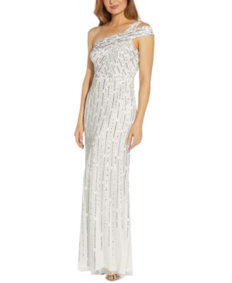 Adrianna Papell - One-Shoulder Beaded Gown