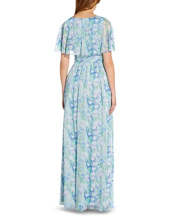 adrianna papell printed chiffon gown