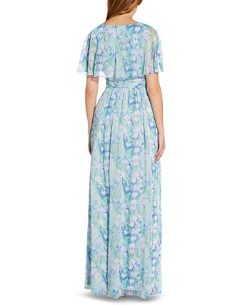 Adrianna Papell Floral-Print Chiffon Gown - Macy's