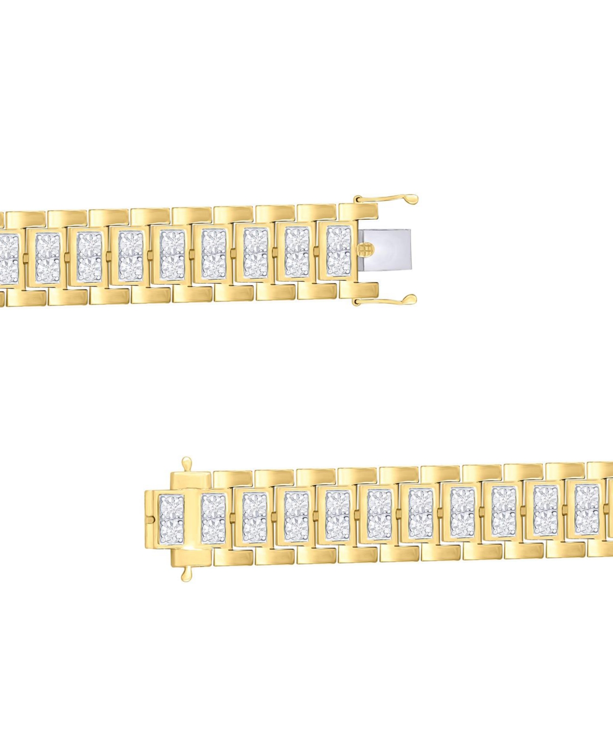 Men's Diamond Link Bracelet (1 ct. t.w.) in Sterling Silver & 14k Gold-Plate