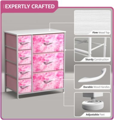 Dresser with 7 Drawers - Storage Chest Organizer with Steel Frame, Wood Top, Handles, Fabric Bins