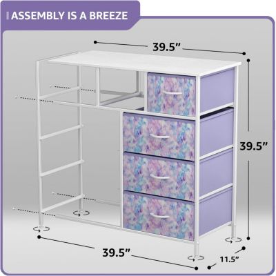 9 Drawers Dresser - Furniture Storage for Bedroom, Closet, Office Organization - Steel Frame, Wood Top, Fabric Bins