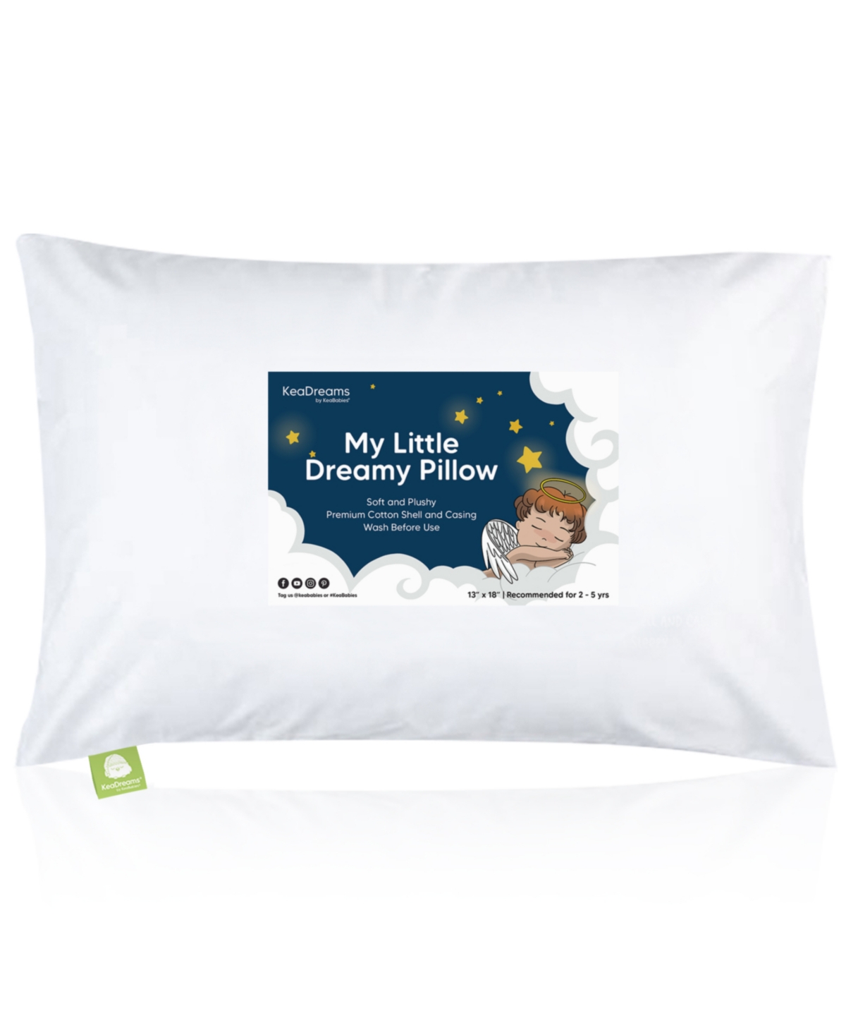 KeaBabies Toddler Pillow with Pillowcase  13X18 Kids Travel Pillows for Sleeping (Soft White)