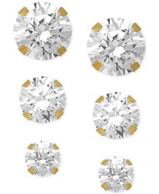 Cubic Zirconia Round Stud Earrings Set in 14k White Gold (3/8-1-3/4 ct. t.w.)