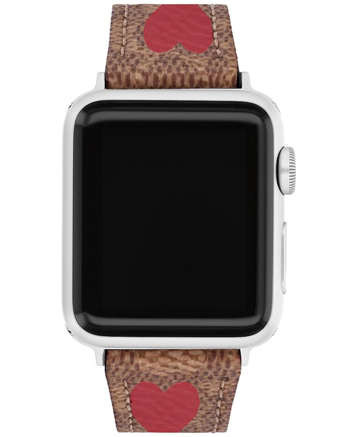 Coach Apple Watch Canvas Strap - Red/Brown