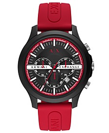 Men's Chronograph  Red Silicone Strap Watch 46mm
