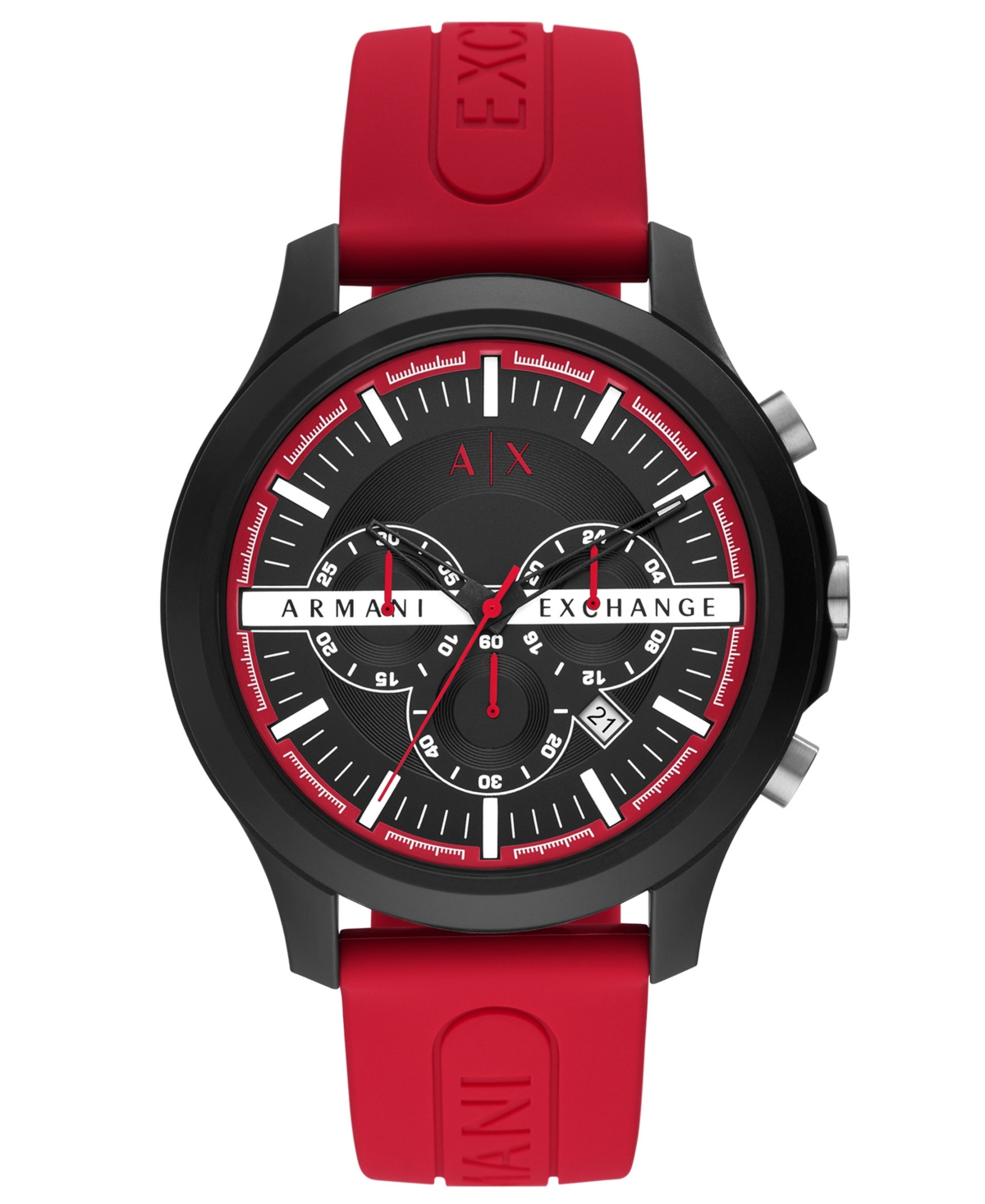 A|X Armani Exchange Men's Chronograph Red Silicone Strap Watch 46mm &  Reviews - All Watches - Jewelry & Watches - Macy's