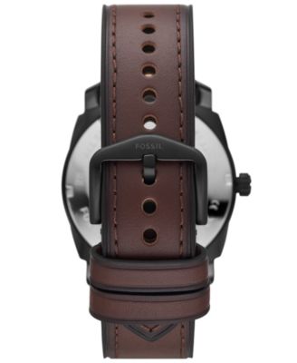 Men's Machine Brown Leather Strap Watch 42mm