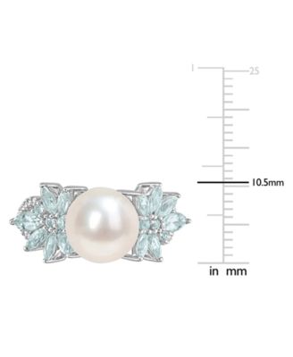 Cultured Freshwater Pearl (9mm), Sapphire (1-5/8 ct. t.w.) & Diamond (1/8 ct. t.w.) in 14k White Gold (Also in Aquamarine)