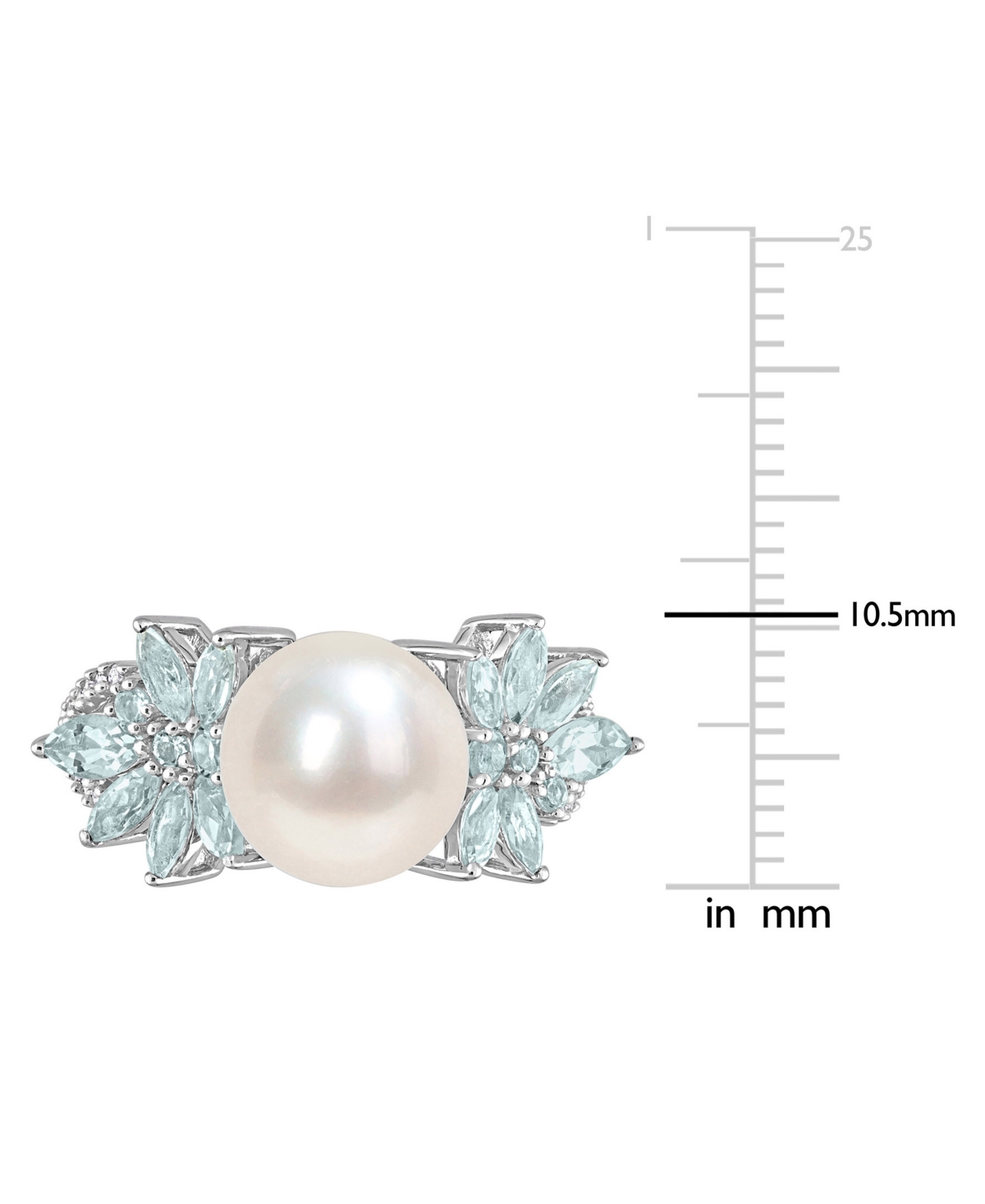 Cultured Freshwater Pearl (9mm), Sapphire (1-5/8 ct. t.w.) & Diamond (1/8 ct. t.w.) in 14k White Gold (Also  - Aquamarine