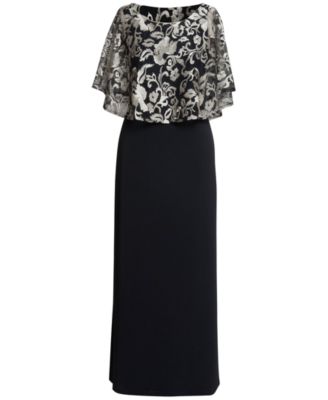 Connected - Petite Embroidered-Overlay Evening Gown