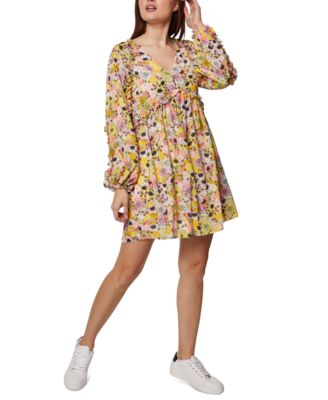 BCBGeneration - Floral-Print Ruffled-Trim Mini Dress
