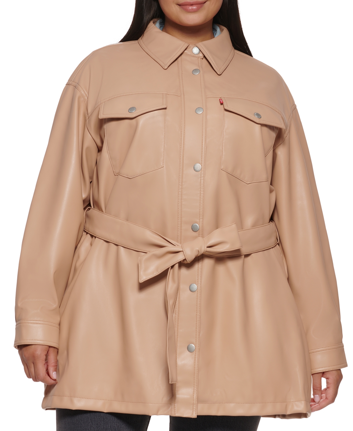 Levi's Trendy Plus Size Belted Jacket In Biscotti