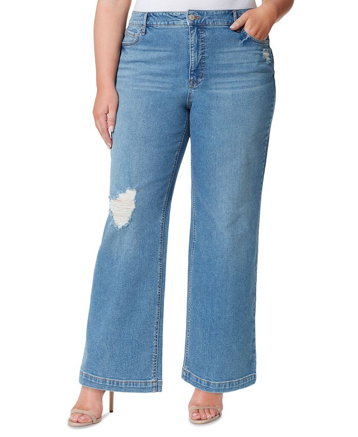 Jessica Simpson Trendy Plus Size Tease Wide-Leg Jeans - Macy's