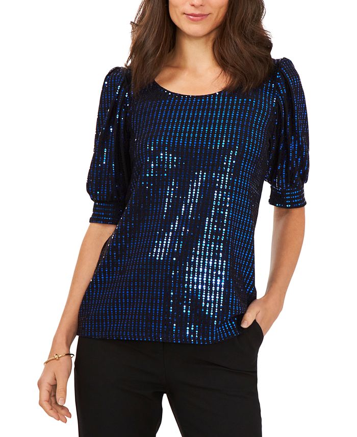 MSK Smocked-Cuff Sequined Blouse - Macy's