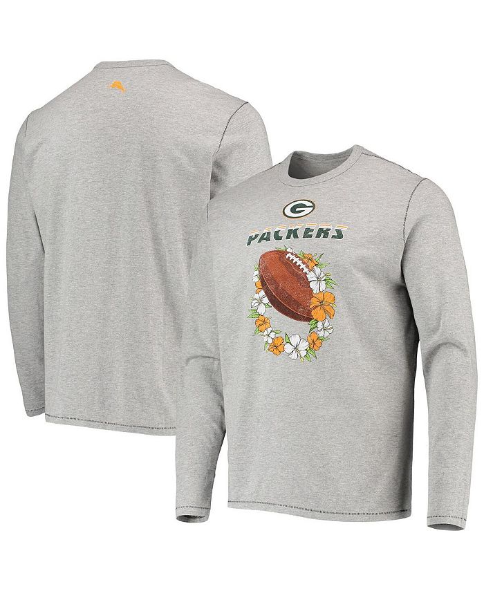 Men's Heather Gray Green Bay Packers Sport Lei Pass Long Sleeve T-shirt