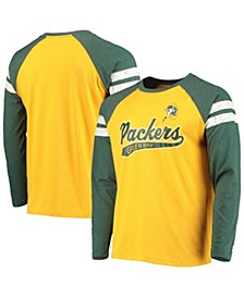 Men's Yellow, Green Green Bay Packers Throwback League Raglan Long Sleeve Tri-Blend T-shirt